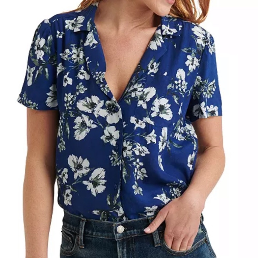 LUCKY BRAND Resort Floral Print Button Down Top S